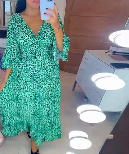 Vestido relajado con patrón de leopardo - Envío Gratuito