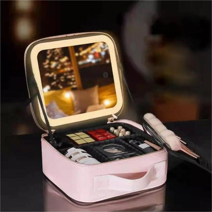 ⭐Bolsa organizadora de maquillaje de viaje con espejo LED luminoso🚛Envío gratuito.