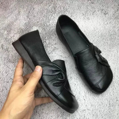 Zapatos antideslizantes de suela blanda de cuero para mujer